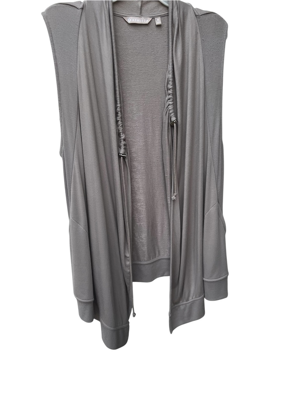 Athleta Light Gray Sleeveless Draped Open-Front Vest size m